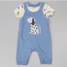 D12778:  Baby Boys Puppy Dungaree & T-Shirt Set (0-6 Months)